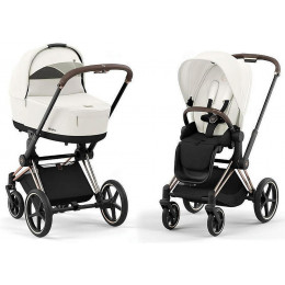 Коляска Cybex Priam IV Rosegold complete Cloud G Stone Grey Plus Base G 3 в 1 Off White