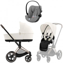 Коляска Cybex Priam IV Rosegold complete Cloud G Stone Grey Plus Base G 3 в 1 Off White