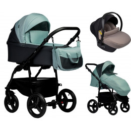 Детская коляска Indigo Impulse Eco 3 в 1 с автокреслом Avionaut Cosmo Beige Ie07 серая кожа/шалфей