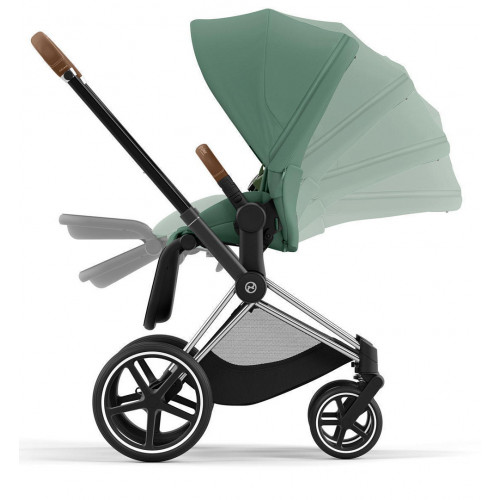 Коляска 3 в 1 Cybex Priam IV Chrome Brown complete и автокресло Aton B2 i-Size Dynamic Red Leaf Green