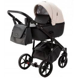 Детская коляска Adamex Nola Deluxe 3 в 1 N-SD110 (СВ.БЕЖ.КОЖА + ЧЕРН.КОЖА)