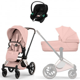 Коляска Cybex Priam V Rosegold Style Aton S2 Moon Black 3 в 1 Peach Pink