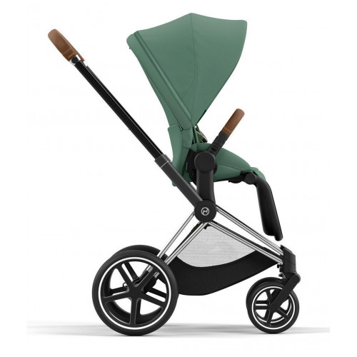 Коляска 3 в 1 Cybex Priam IV Chrome Brown complete и автокресло Aton B2 i-Size Dynamic Red Leaf Green