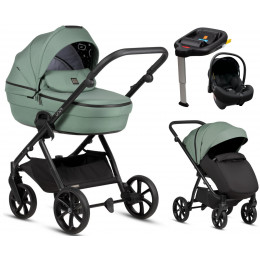 Детская коляска Tutis Uno 6 Plus Essential collection 4 в 1 с автокреслом Elo Lux EduSky Black и базой 1602130 Dark Ivy с сумкой