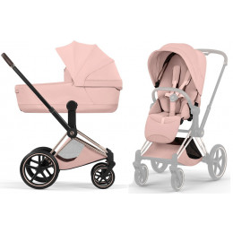 Коляска Cybex Priam V Rosegold Style Aton S2 Moon Black 3 в 1 Peach Pink