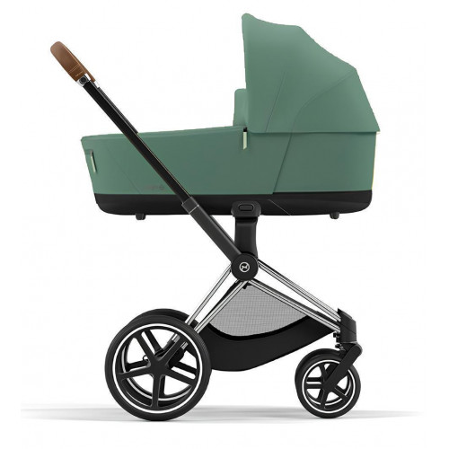 Коляска 3 в 1 Cybex Priam IV Chrome Brown complete и автокресло Aton B2 i-Size Dynamic Red Leaf Green