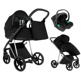 Детская коляска Roan Sol Vintage Luxury 2.0 3 в 1 с автокреслом Pituso Santiso Pro VIN 05/CB Caviar Black/Nickel/руч.Black