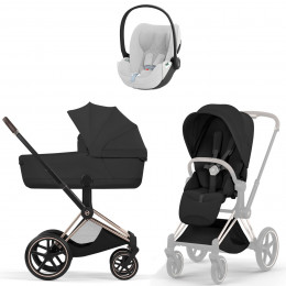 Коляска Cybex Priam V Rosegold Style Cloud T Platinum White Plus 3 в 1 Sepia Black