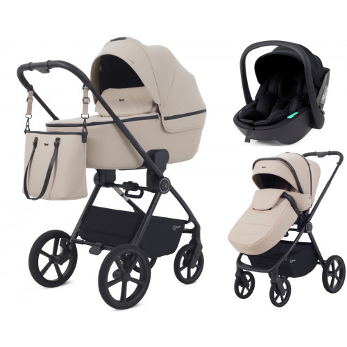 Детская коляска Rant Teo Soft 3 в 1 с автокреслом Miro Black Beige