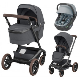 Детская коляска Maxi-Cosi Fame 3 в 1 с автокреслом Coral 360 Essential grey Twillic Graphite/графит