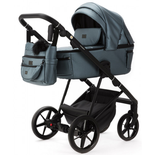 Детская коляска Adamex Vasco Deluxe 3 в 1 V-SM18 (ГОЛУБОЙ МЕТАЛИК КОЖА)
