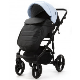 Детская коляска Adamex Lanti Deluxe 3 в 1 LN-SD112 (ГОЛУБАЯ КОЖА + ЧЕРН.КОЖА)