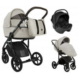 Детская коляска Roan Bass Next 2.0 3 в 1 с автокреслом Pituso Baesa Pro Black BSN/45/2 Marzipan/Black/руч.Cappuccino(2 места)