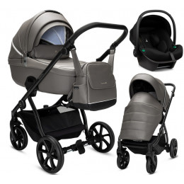 Детская коляска Noordi Fjordi Leather V2 3 в 1 с автокреслом Terra Black 1462803 Stone Grey