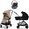 Коляска Cybex Melio Carbon Cloud T i-Size Mirage Grey Plus 3 в 1 Almond Beige/Magic Black с дождевиками
