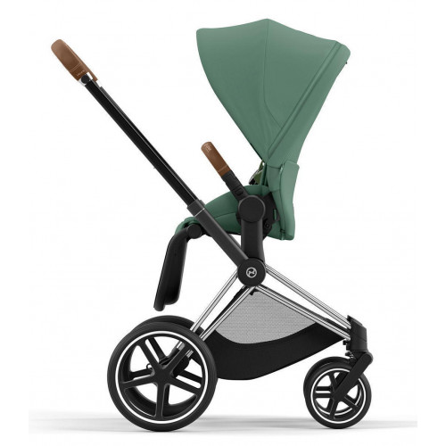 Коляска 3 в 1 Cybex Priam IV Chrome Brown complete и автокресло Aton B2 i-Size Dynamic Red Leaf Green