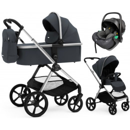 Коляска Agex Life 3 в 1 хромированная рама с автокреслом i-Safe Black ALM606 Midnight Grey (Темно-серый)