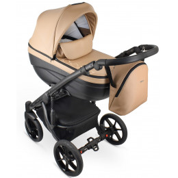 Детская коляска Bexa Ideal Eco 3 в 1 с автокреслом Avionaut Cosmo IE03 черный+т.бежевая кожа