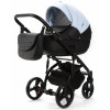 Детская коляска Adamex Lanti Deluxe 3 в 1 LN-SD112 (ГОЛУБАЯ КОЖА + ЧЕРН.КОЖА)