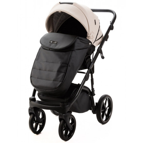 Детская коляска Adamex Nola Deluxe 3 в 1 N-SD110 (СВ.БЕЖ.КОЖА + ЧЕРН.КОЖА)