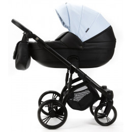 Детская коляска Adamex Lanti Deluxe 3 в 1 LN-SD112 (ГОЛУБАЯ КОЖА + ЧЕРН.КОЖА)