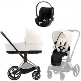 Коляска Cybex Priam IV Rosegold complete Cloud T Sepia Black Base T 3 в 1 Off White
