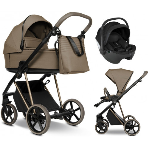 Детская коляска Roan Sol Vintage Luxury 2.0 3 в 1 с автокреслом Pituso Baesa Pro Black VIN 03/MM Mocha Mousse/Cappuccino/руч.Cappuccino