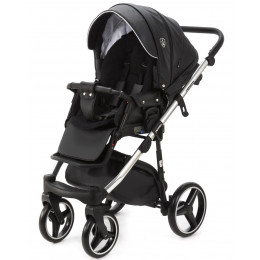 Детская коляска Adamex Cortina Deluxe 3 в 1 CT334/A (ЧЕРН.КОЖА+СЕРЕБ.ОТДЕЛКА+ХРОМ РАМА)
