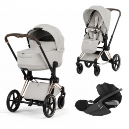 Купить коляску 3в1 Cybex Priam 5 Style, в цвете City Grey (шасси Rose Gold) + автокресло Cybex Cloud T