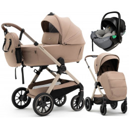 Коляска Agex Prima Pro 3 в 1 с автокреслом i-Safe Grey APP232 Beige (Бежевый)