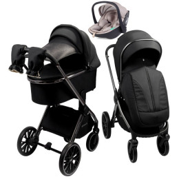 Детская коляска AmaroBaby Genius 3 в 1 с автокреслом Rant Miro Beige черный