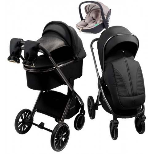 Детская коляска AmaroBaby Genius 3 в 1 с автокреслом Rant Miro Beige черный