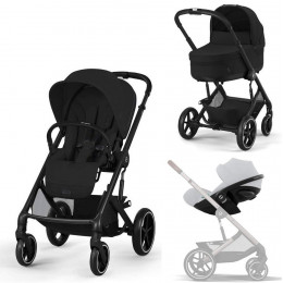 Коляска Cybex Balios S Lux BLK 2025 Cloud G i-Size Fog Grey 3 в 1 Moon Black с дождевиками