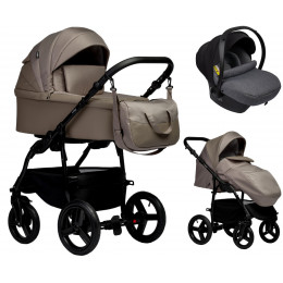 Детская коляска Indigo Impulse Eco 3 в 1 с автокреслом Avionaut Cosmo Grey Ie05 т.бежевая кожа/т.бежевый