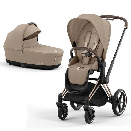 Коляска Cybex Priam IV Rosegold complete Cloud G Almond Beige Plus Base G 3 в 1 Cozy Beige