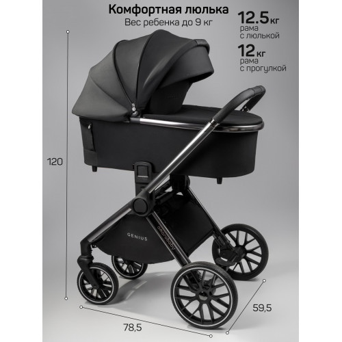 Детская коляска AmaroBaby Genius 3 в 1 с автокреслом Rant Miro Beige черный