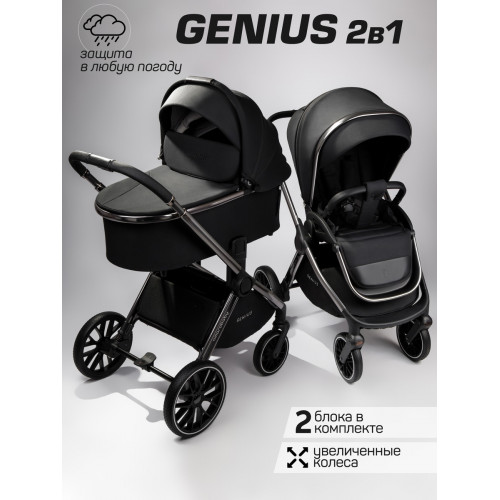 Детская коляска AmaroBaby Genius 3 в 1 с автокреслом Rant Miro Beige черный
