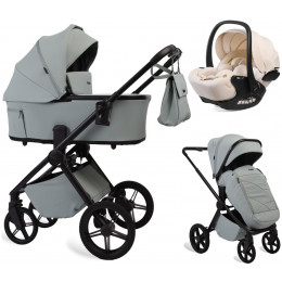 Детская коляска Peppy Monaco Plus 3 в 1 с автокреслом Verona Beige Mint (мятный), рама черная