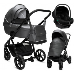 Детская коляска Noordi Fjordi Leather V2 3 в 1 с автокреслом Terra Black 1462819 Shadow Grey