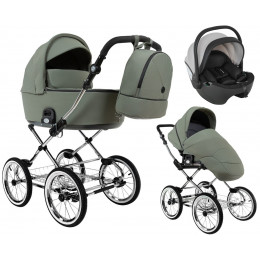 Детская коляска Roan Bass Next Classic d14 2.0 3 в 1 с автокреслом Pituso Baesa Pro Black,Beige Canopy BSNC/92/2 Sage Green/Black/руч.Black