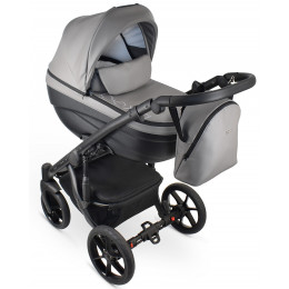 Детская коляска Bexa Ideal Eco 3 в 1 с автокреслом Avionaut Cosmo IE05 черный+св.серая кожа