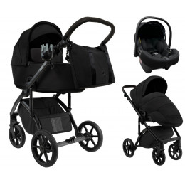 Детская коляска Roan Bass Next 2.0 3 в 1 с автокреслом Tutis Elo Lux EduSky Black BSN/40/2 Caviar Black/Black/руч.Black