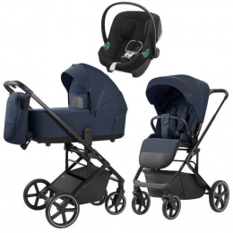 Коляска Carrello Alfa CRL-6522 2025 Cybex Aton B2 i-Size Volcano Black 3 в 1 Denim Blue