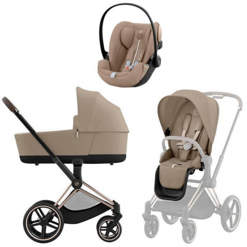 Коляска Cybex Priam IV Rosegold complete Cloud G Almond Beige Plus Base G 3 в 1 Cozy Beige