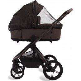 Детская коляска Peppy Soho 3 в 1 с автокреслом First Brown (коричневый), рама серо-бежевый
