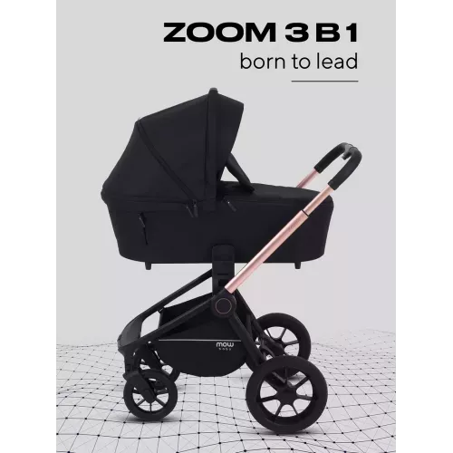 Коляска 3 в 1 Mowbaby Zoom Gold 2025 black