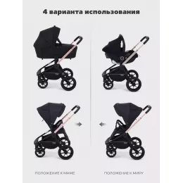 Коляска 3 в 1 Mowbaby Zoom Gold 2025 black