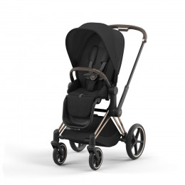 Купить коляску 3в1 Cybex Priam IV, в цвете Sepia Black (шасси Rose Gold) + автокресло Cybex Cloud T