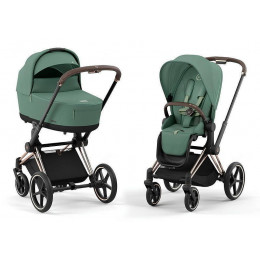 Коляска Cybex Priam IV Rosegold complete Aton B2 Dynamic Red Base One 4 в 1 Leaf Green