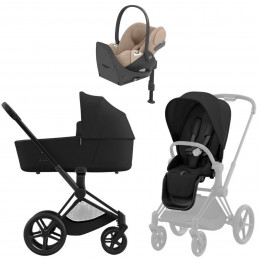 Коляска Cybex Priam IV Matt Black complete Cloud T Cozy Beige Plus Base T 4 в 1 Sepia Black